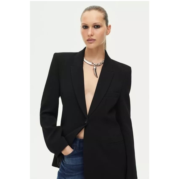 NWT ZARA FITTED BLAZER WITH SHOULDER PADS ZW COLLECTION M, 7649 - Picture 4 of 8